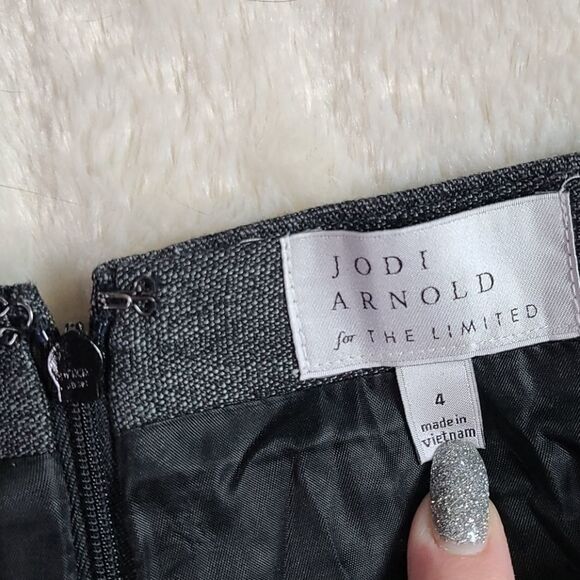 The Limited Side Drape Pencil Skirt Jodi Arnold Charcoal Trendy Mini Ruffle - Picture 5 of 5